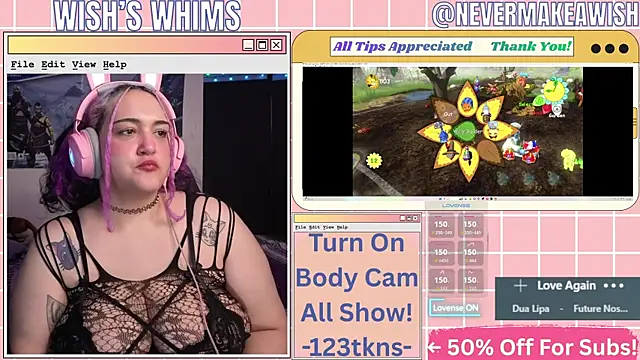 Snapshot of nevermakeawish chatting on May 24, 2026, 9:53 am nevermakeawish online show from May 24, 2026, 9:53 am